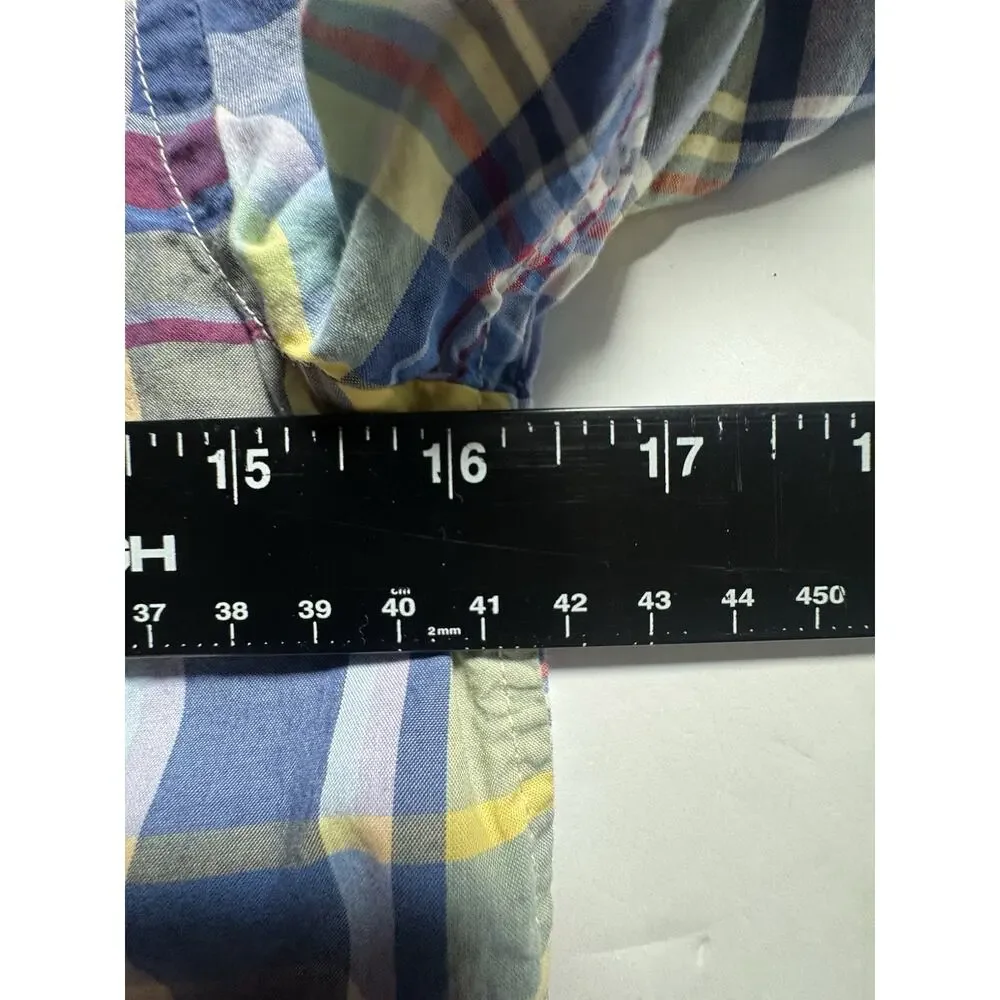 Ralph Lauren Boys M 10-12 Blue Yellow Plaid Button Down Shirt Pony Logo Cotton